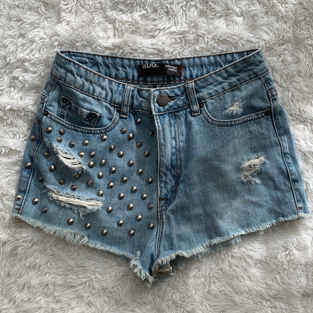BDG High-rise Cheeky Studded Denim Shorts